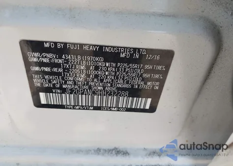 2017 Subaru Crosstrek 2.0I Limited from USA, damaged, VIN JF2GPANC9HH232288